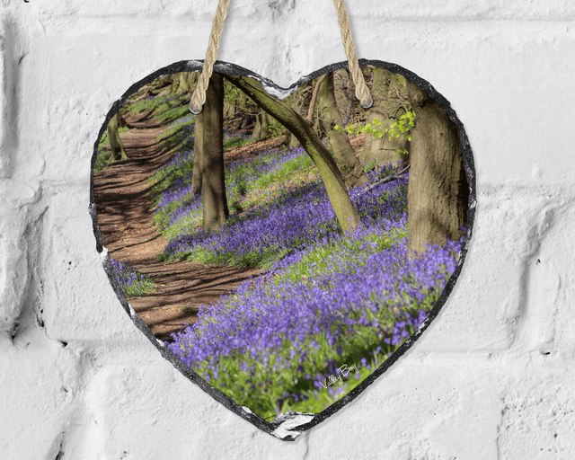 “Bluebell Woodland” Heart Slate   