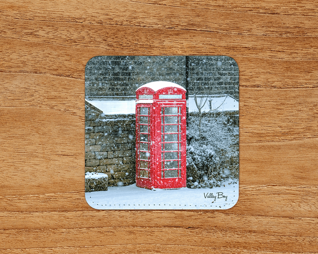“Snow at Bolsterstone Telephone Box” Coaster  