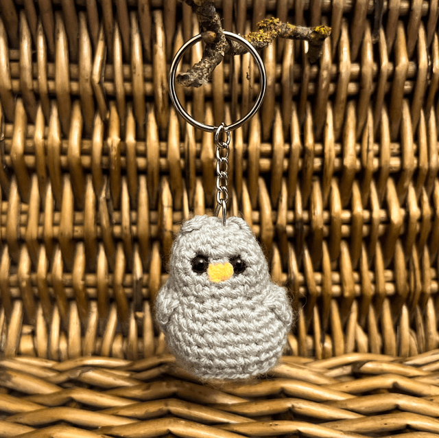 Crochet Owl Keyring  &quot;Grey Owl&quot;