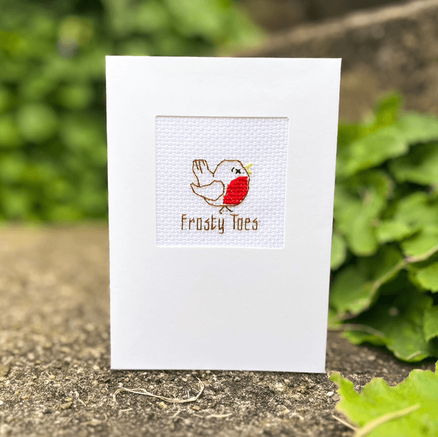 Cross Stich Frosty Toes Greeting Card 