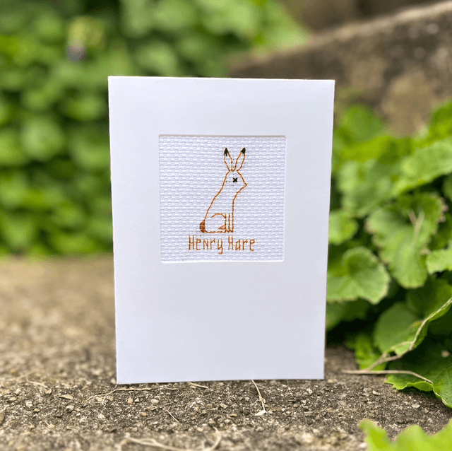 Cross Stich Henry Hare Greeting Card 