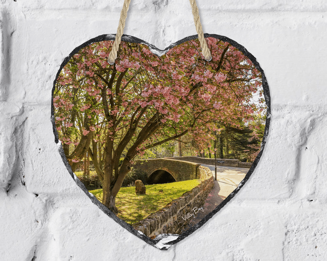 “Blossom in the Village of Low Bradfield” Heart Slate   