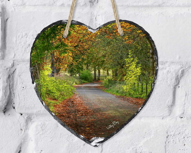 “Autumn in the Ewden Valley” Heart Slate  