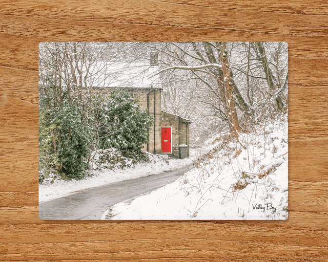 &quot;Snow on Jack Lane Ewden Valley&quot; Glass Worktop Saver 