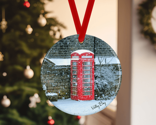 &quot;Bolsterstone Telephone Box&quot; Ceramic Christmas Decoration   